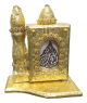 Porte Coran (fourreau) dore sous forme de mosquee avec decorations et son Coran assorti