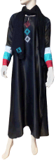 Abaya noire "Dubai" avec foulard tissu satine decore de bandes colorees