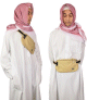 Pack Qamis Blanc + Ghutra (foulard) rouge et blanc + Sacoche securisee special Hajj et 'Omra