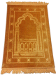 Grand tapis de priere (sajadat assalat) epais de couleur Jaune or avec motifs discrets (Mihrab)