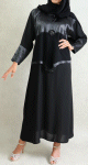 Abaya noire "Dubai" decoree de strass noires avec foulard assorti