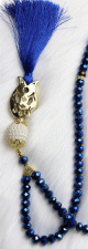 Chapelet "Sebha" de luxe a 99 perles en cristal decoration metallique et perles - Couleur bleu