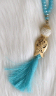 Chapelet "Sebha" de luxe a 99 perles en cristal decoration metallique et perles - Couleur bleu turquoise