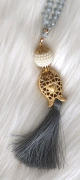 Chapelet "Sebha" de luxe a 99 perles en cristal decoration metallique et perles - Couleur gris clair
