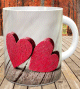 Mug personnalise special couple - 2 coeurs rouges - Tasse cadeau avec messages/prenoms (coeur & amour)