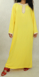 Robe longue en coton avec broderie pour femme - Couleur jaune