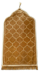 Tapis de priere original en forme de Mihrab avec parties dorees (Sajjada adulte Design Mehrab / Mosquee) - Couleur marron