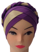 Bonnet hijab croisee a tresse pour femme - Couleur Violet
