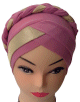 Bonnet hijab croisee a tresse pour femme - Couleur Vieux rose
