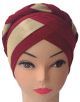 Bonnet hijab croisee a tresse pour femme - Couleur Rouge Bordeaux