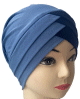 Turban bonnet croise bicolore femme moderne - Couleur Bleu et Bleu marine