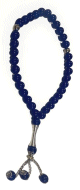 Chapelet (Subha) de luxe a 33 grosses perles de couleur Bleu avec petites perles argentees