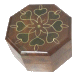 Boite a bijoux artisanale de forme octogonale en bois de thuya decore